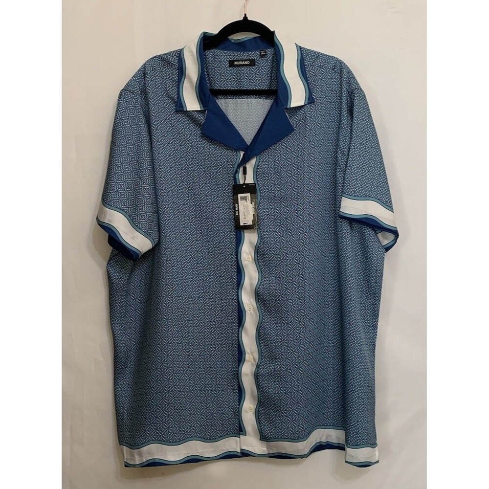 Murano Mens Size 2XB Shirt Big Man Button Front Silky Camp New